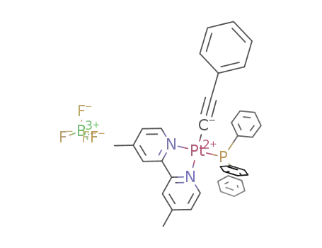 ((CH<sub>3</sub>)C<sub>5</sub>NH<sub>3</sub>)2Pt(CCC<sub>6</sub>H<sub>5</sub>)P(C<sub>6</sub>H<sub>5</sub>)3<sup>(1+)</sup>*BF<sub>4</sub><sup>(1-)</sup>=((CH<sub>3</sub>)C<sub>5</sub>NH<sub>3</sub>)2Pt(CCC<sub>6</sub>H<sub>5</sub>)P(C<sub>6</sub>H<sub>5</sub>)3BF<sub>4</sub>