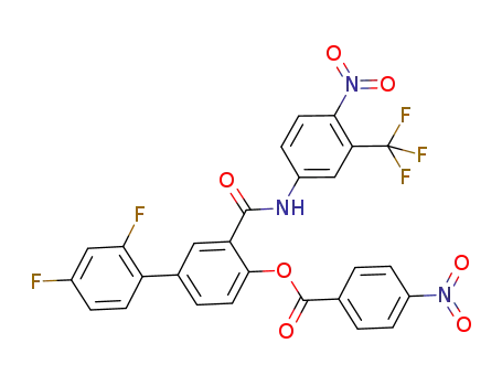 Molecular Structure of 1058742-45-2 ([1,1'-Biphenyl]-3-carboxamide, 2',4'-difluoro-4-[(4-nitrobenzoyl)oxy]-N-[4-nitro-3-(trifluoromethyl)phenyl]-)