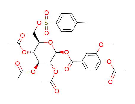 <i>O</i><sup>1</sup>-(4-acetoxy-3-methoxy-benzoyl)-<i>O</i><sup>2</sup>,<i>O</i><sup>3</sup>,<i>O</i><sup>4</sup>-triacetyl-<i>O</i><sup>6</sup>-(toluene-4-sulfonyl)-β-D-glucopyranose
