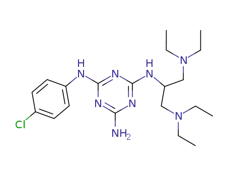 Molecular Structure of 61912-47-8 (1,3,5-Triazine-2,4,6-triamine,
N-(4-chlorophenyl)-N'-[2-(diethylamino)-1-[(diethylamino)methyl]ethyl]-)