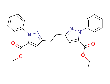 Molecular Structure of 875440-31-6 (1H-Pyrazole-5-carboxylic acid, 3,3'-(1,2-ethanediyl)bis[1-phenyl-,
diethyl ester)