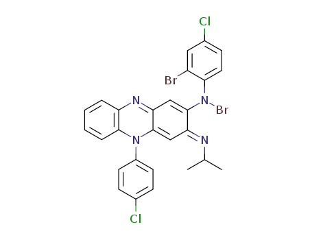 Molecular Structure of 115603-94-6 (5-(4-chloro-phenyl)-2-(2,<i>N</i>-dibromo-4-chloro-anilino)-3-isopropylamino-phenazinium betaine)