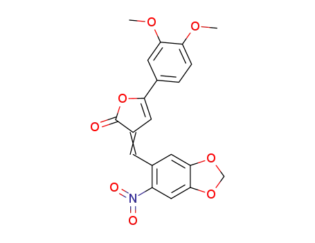 Molecular Structure of 857778-88-2 (5-(3,4-dimethoxy-phenyl)-3-((Ξ)-6-nitro-benzo[1,3]dioxol-5-ylmethylene)-3<i>H</i>-furan-2-one)