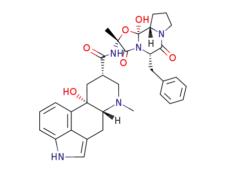Molecular Structure of 561-92-2 (Ergotaman-3',6',18-trione,9,10-dihydro-10,12'-dihydroxy-2'-methyl-5'-(phenylmethyl)-, (5'a,8a,10a)- (9CI))