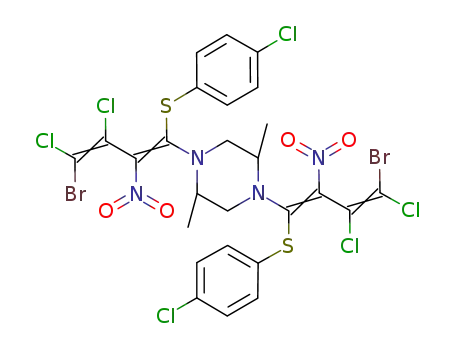 N,N'-bis(4-bromo-3,4-dichloro-1-(p-chlorophenylthio)-2-nitro-1,3-butadienyl)-2,5-dimethylpiperazine