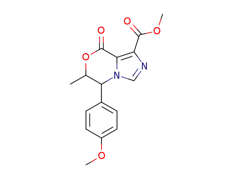 Molecular Structure of 43200-23-3 (5-(4-methoxy-phenyl)-6-methyl-8-oxo-5,6-dihydro-8<i>H</i>-imidazo[5,1-<i>c</i>][1,4]oxazine-1-carboxylic acid methyl ester)