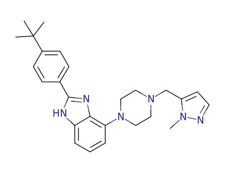 Molecular Structure of 874278-23-6 (1H-Benzimidazole,
2-[4-(1,1-dimethylethyl)phenyl]-4-[4-[(1-methyl-1H-pyrazol-5-yl)methyl]-1-
piperazinyl]-)