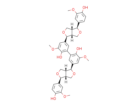 Molecular Structure of 105992-18-5 (5,5'-Bis-[(3a<i>R</i>)-4<i>c</i>-(4-hydroxy-3-methoxy-phenyl)-(3a<i>r</i>,6a<i>c</i>)-tetrahydro-furo[3,4-<i>c</i>]furan-1<i>c</i>-yl]-3,3'-dimethoxy-biphenyl-2,2'-diol)