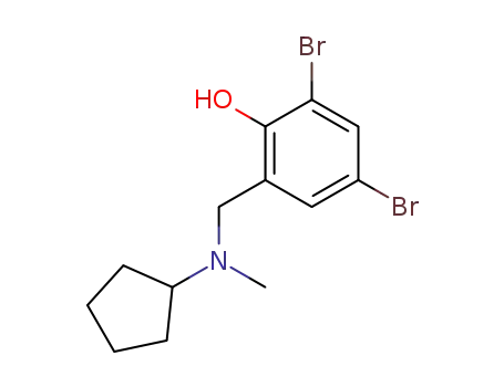 Molecular Structure of 52738-74-6 (2,4-Dibromo-6-[(cyclopentyl-methyl-amino)-methyl]-phenol)