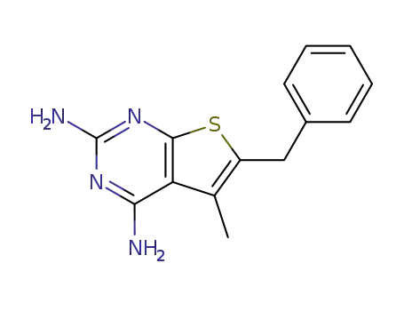 Molecular Structure of 18620-94-5 (Thieno[2,3-d]pyrimidine-2,4-diamine, 5-methyl-6-(phenylmethyl)-)