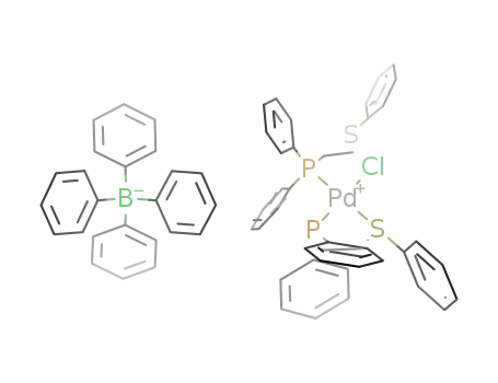 PdCl((C<sub>6</sub>H<sub>5</sub>)2PCH<sub>2</sub>CH<sub>2</sub>SC<sub>6</sub>H<sub>5</sub>)2<sup>(1+)</sup>*B(C<sub>6</sub>H<sub>5</sub>)4<sup>(1-)</sup>=PdCl((C<sub>6</sub>H<sub>5</sub>)2PCH<sub>2</sub>CH<sub>2</sub>SC<sub>6</sub>H<sub>5</sub>)2B(C<sub>6</sub>H<sub>5</sub>)4