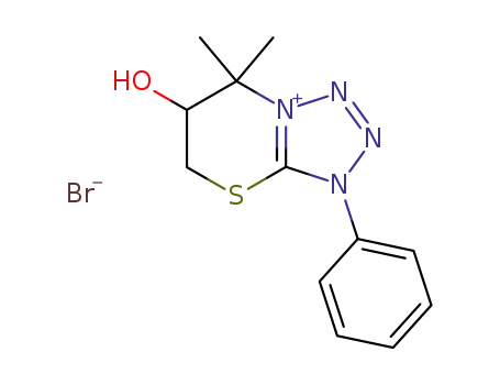 Molecular Structure of 49847-39-4 (6-hydroxy-7,7-dimethyl-3-phenyl-6,7-dihydro-5<i>H</i>-tetrazolo[5,1-<i>b</i>][1,3]thiazinium; bromide)