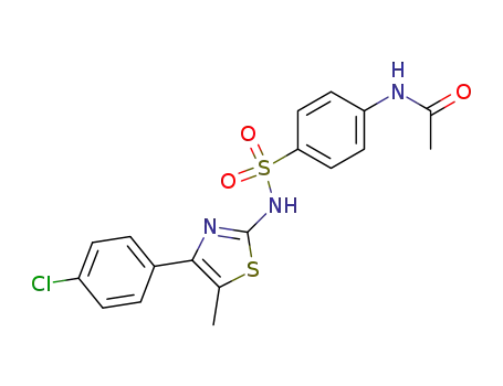 Molecular Structure of 103096-90-8 (4-acetylamino-<i>N</i>-[4-(4-chloro-phenyl)-5-methyl-thiazol-2-yl]-benzenesulfonamide)
