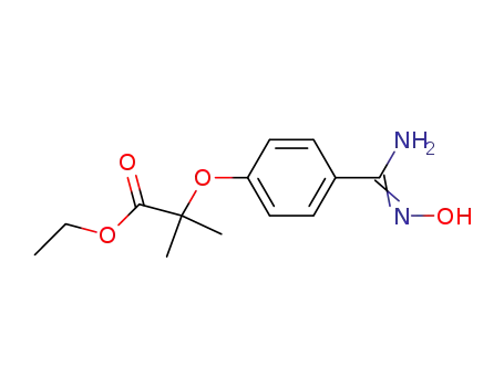 Molecular Structure of 33559-25-0 (Propanoic acid,2-[4-[(hydroxyamino)iminomethyl]phenoxy]-2-methyl-, ethyl ester)
