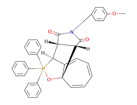 Molecular Structure of 39178-86-4 (2-(4-methoxy-phenyl)-10,10,10-triphenyl-(3a<i>c</i>,9a<i>c</i>)-9,9a-dihydro-3a<i>H</i>-10λ<sup>5</sup>-3b<i>r</i>,9<i>c</i>-oxaphosphaethano-azuleno[1,2-<i>c</i>]pyrrole-1,3-dione)