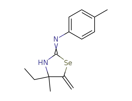Molecular Structure of 67972-05-8 ((4-ethyl-4-methyl-5-methylene-4,5-dihydro-selenazol-2-yl)-<i>p</i>-tolyl-amine)