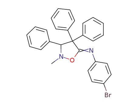 Molecular Structure of 21355-14-6 ((4-bromo-phenyl)-(2-methyl-3,4,4-triphenyl-isoxazolidin-5-ylidene)-amine)