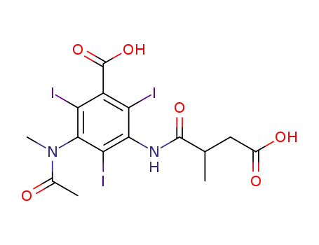 Molecular Structure of 25883-11-8 (3-(Acetyl-methyl-amino)-5-(3-carboxy-2-methyl-propionylamino)-2,4,6-triiodo-benzoic acid)