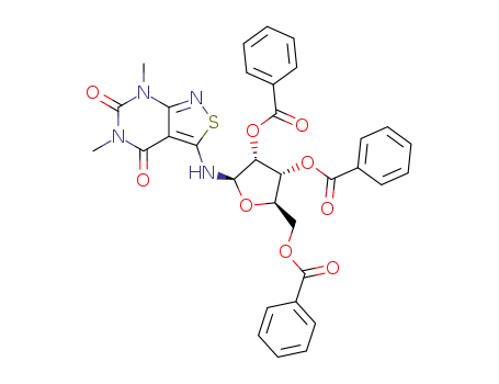 5,7-dimethyl-3-(tri-<i>O</i>-benzoyl-β-<i>D</i>-ribofuranosylamino)-7<i>H</i>-isothiazolo[3,4-<i>d</i>]pyrimidine-4,6-dione