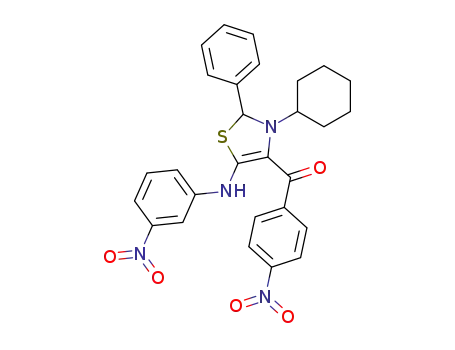 Molecular Structure of 23893-22-3 ([3-cyclohexyl-5-(3-nitro-anilino)-2-phenyl-2,3-dihydro-thiazol-4-yl]-(4-nitro-phenyl)-methanone)