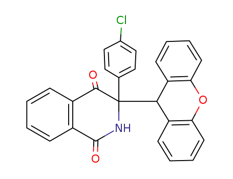 Molecular Structure of 65032-93-1 (1,4-Isoquinolinedione,
3-(4-chlorophenyl)-2,3-dihydro-3-(9H-xanthen-9-yl)-)