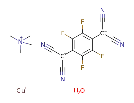 Molecular Structure of 1442659-92-8 (H<sub>2</sub>O*C<sub>4</sub>H<sub>12</sub>N<sup>(1+)</sup>*C<sub>12</sub>F<sub>4</sub>N<sub>4</sub><sup>(2-)</sup>*Cu<sup>(1+)</sup>)