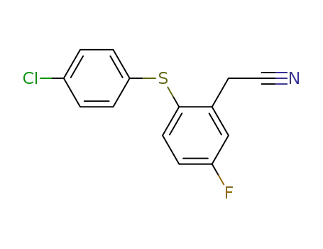 Molecular Structure of 56096-96-9 ([2-(4-Chloro-phenylsulfanyl)-5-fluoro-phenyl]-acetonitrile)