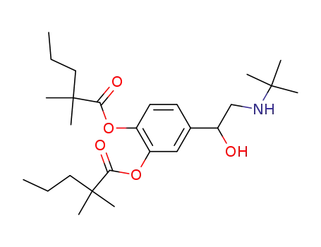 Molecular Structure of 47709-17-1 (Pentanoic acid, 2,2-dimethyl-,
4-[2-[(1,1-dimethylethyl)amino]-1-hydroxyethyl]-1,2-phenylene ester)