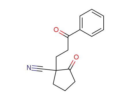 Molecular Structure of 22394-62-3 (2-(3-Phenyl-3-oxo-propyl)-2-cyan-cyclopentanon-<sup>(1)</sup>)