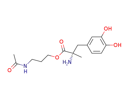 Molecular Structure of 55943-46-9 ((S)-2-Amino-3-(3,4-dihydroxy-phenyl)-2-methyl-propionic acid 3-acetylamino-propyl ester)