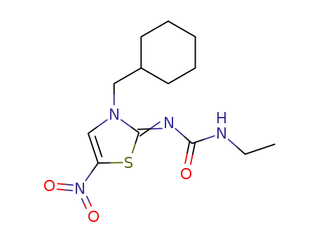 Molecular Structure of 38913-77-8 ((3-cyclohexylmethyl-5-nitro-3<i>H</i>-thiazol-2-ylidene)-ethyl-urea)
