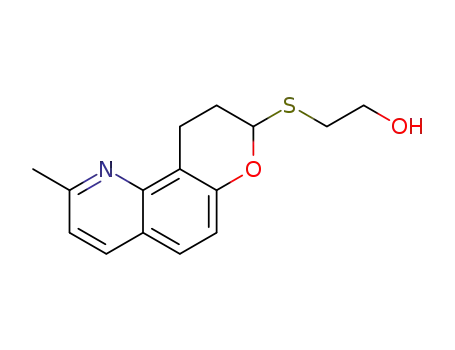 Molecular Structure of 1427512-50-2 (2-((2-methyl-9,10-dihydro-8H-pyrano[2,3-h]quinolin-8-yl)thio)ethanol)