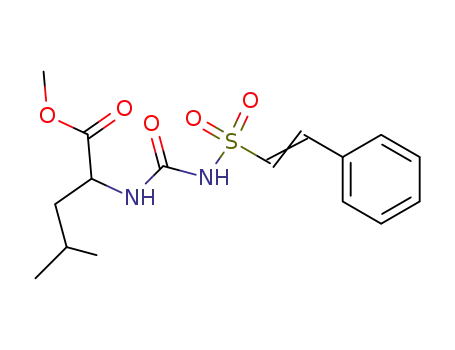 Molecular Structure of 61298-65-5 (Leucine, N-[[[(2-phenylethenyl)sulfonyl]amino]carbonyl]-, methyl ester)