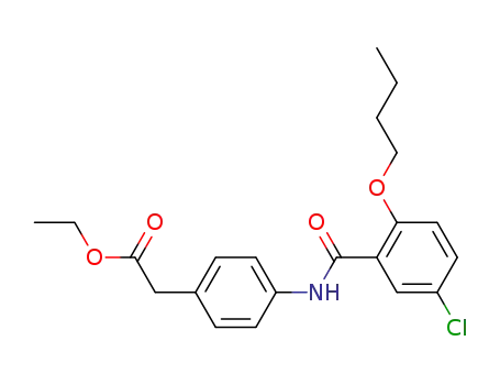 Molecular Structure of 62910-46-7 (ethyl 4-(2-butyloxy-5-chlorobenzamido)-phenylacetate)