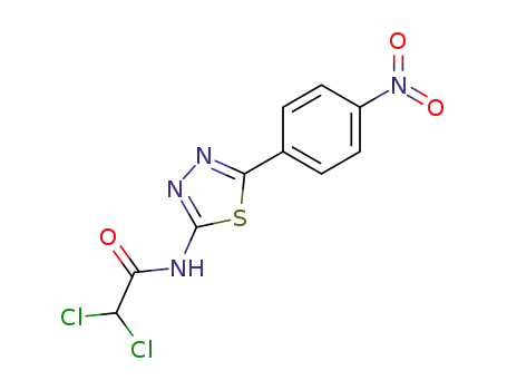 Molecular Structure of 18378-71-7 (2,2-dichloro-<i>N</i>-[5-(4-nitro-phenyl)-[1,3,4]thiadiazol-2-yl]-acetamide)