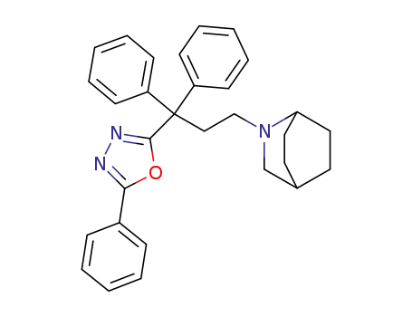 Molecular Structure of 59882-22-3 (2-Azabicyclo[2.2.2]octane,
2-[3,3-diphenyl-3-(5-phenyl-1,3,4-oxadiazol-2-yl)propyl]-)