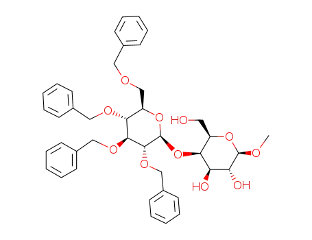 Molecular Structure of 122204-36-8 (methyl 4-O-(2,3,4,6-tetra-O-benzyl-β-D-glucopyranosyl)-β-D-galactopyranoside)