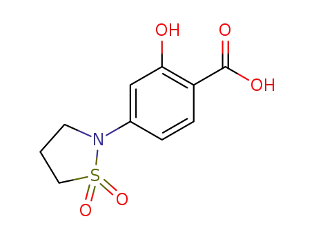 Molecular Structure of 19937-18-9 (Benzoic acid, 4-(1,1-dioxido-2-isothiazolidinyl)-2-hydroxy-)