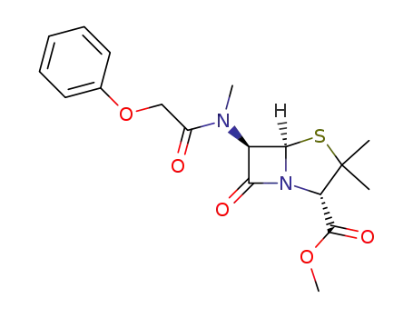 Molecular Structure of 13920-29-1 (6β-(methyl-phenoxyacetyl-amino)-penicillanic acid methyl ester)