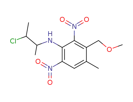 Molecular Structure of 64122-88-9 (Benzenamine,
N-(2-chloro-1-methylpropyl)-3-(methoxymethyl)-4-methyl-2,6-dinitro-)