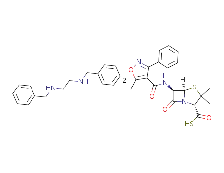 (5<i>R</i>)-3,3-dimethyl-6<i>t</i>-(5-methyl-3-phenyl-isoxazole-4-carbonylamino)-7-oxo-(5<i>r</i><i>H</i>)-4-thia-1-aza-bicyclo[3.2.0]heptane-2<i>c</i>-carbothioic acid; <i>N</i>,<i>N</i>'-dibenzyl-ethane-1,2-diamine salt (2:1)