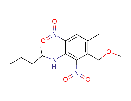 Molecular Structure of 64122-80-1 (Benzenamine,
3-(methoxymethyl)-4-methyl-N-(1-methylbutyl)-2,6-dinitro-)