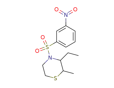Molecular Structure of 72710-95-3 (Thiomorpholine, 3-ethyl-2-methyl-4-[(3-nitrophenyl)sulfonyl]-)