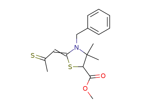 Molecular Structure of 40533-64-0 (3-benzyl-4,4-dimethyl-2-(2-thioxo-propylidene)-thiazolidine-5-carboxylic acid methyl ester)