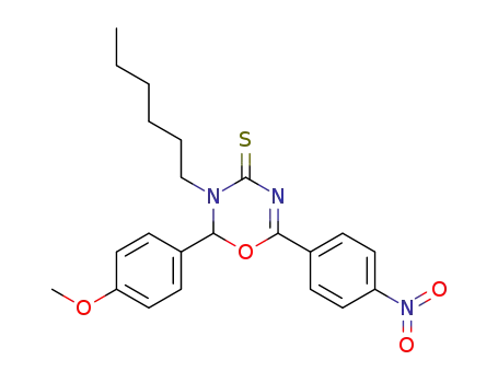 3-hexyl-2-(4-methoxy-phenyl)-6-(4-nitro-phenyl)-2,3-dihydro-[1,3,5]oxadiazine-4-thione