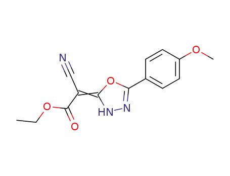 Molecular Structure of 52793-74-5 (Acetic acid,
cyano[5-(4-methoxyphenyl)-1,3,4-oxadiazol-2(3H)-ylidene]-, ethyl ester)