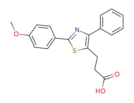 Molecular Structure of 23821-90-1 (3-[2-(4-methoxy-phenyl)-4-phenyl-thiazol-5-yl]-propionic acid)