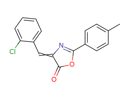 Molecular Structure of 16352-74-2 (5(4H)-Oxazolone, 4-[(2-chlorophenyl)methylene]-2-(4-methylphenyl)-)