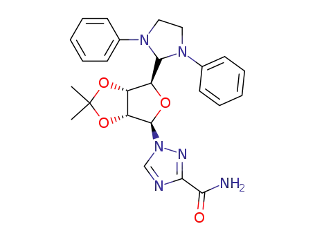 Molecular Structure of 52663-91-9 (1-[5,5-(<i>N</i>,<i>N</i>'-diphenyl-<i>N</i>,<i>N</i>'-ethane-1,2-diyl-diamino)-<i>O</i><sup>2</sup>,<i>O</i><sup>3</sup>-isopropylidene-β-<i>D</i>-5-deoxy-ribofuranosyl]-1<i>H</i>-[1,2,4]triazole-3-carboxylic acid amide)
