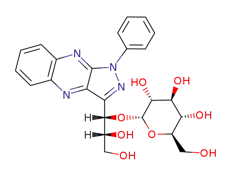 Molecular Structure of 6988-63-2 ((2<i>R</i>,3<i>S</i>)-3-α-D-glucopyranosyloxy-3-(1-phenyl-1<i>H</i>-pyrazolo[3,4-<i>b</i>]quinoxalin-3-yl)-propane-1,2-diol)